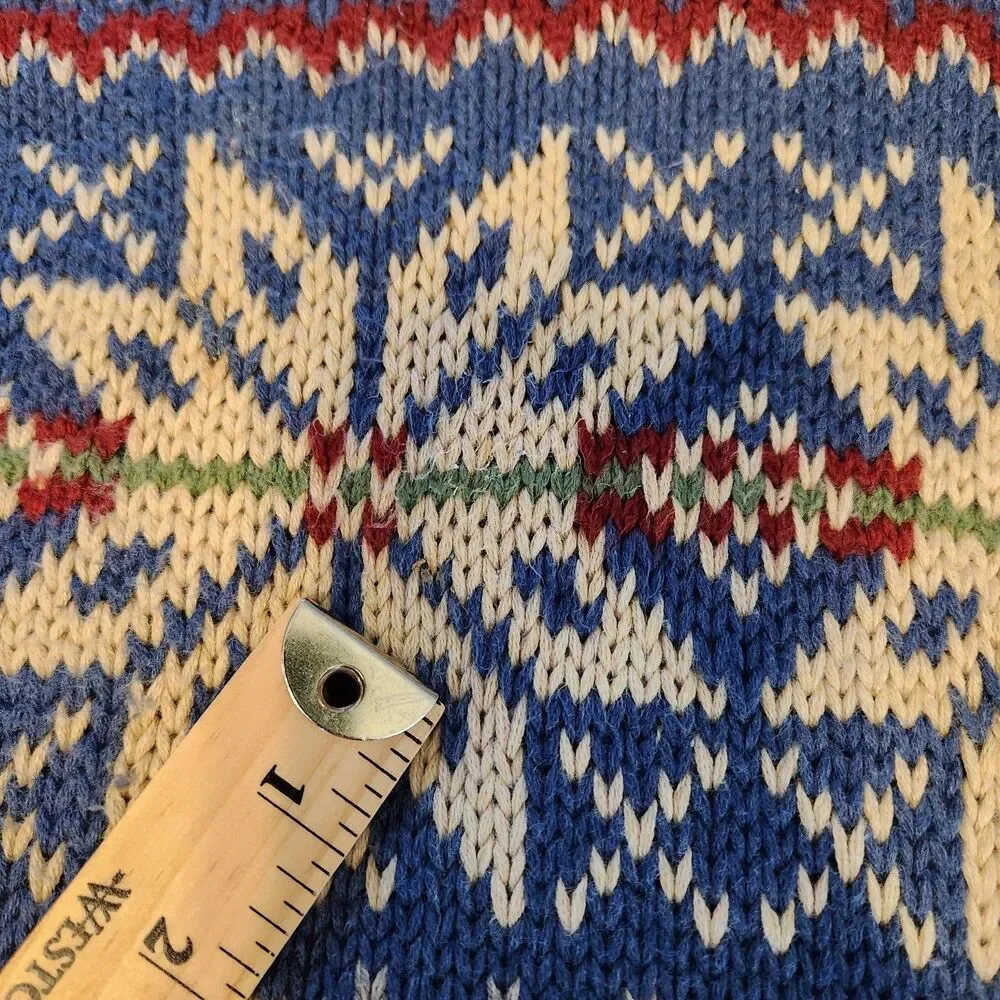 Vintage Polo Ralph Lauren Mens LS Sweater Beige Snowflake Nordic Cotton Knit  XL